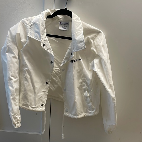 White Champion Button Rain Shirt Jacket S Small - Picture 1 of 2
